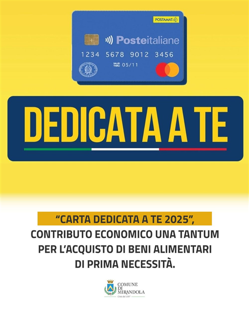 Carta "Dedicata a Te 2025": un aiuto per l'acquisto di beni di prima necessità